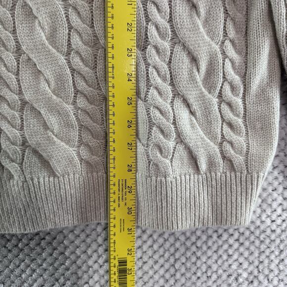 Express Sweater Womens Large Oatmeal Chunky Cable Knit Tunic Length Turtle Neck - Picture 9 of 11